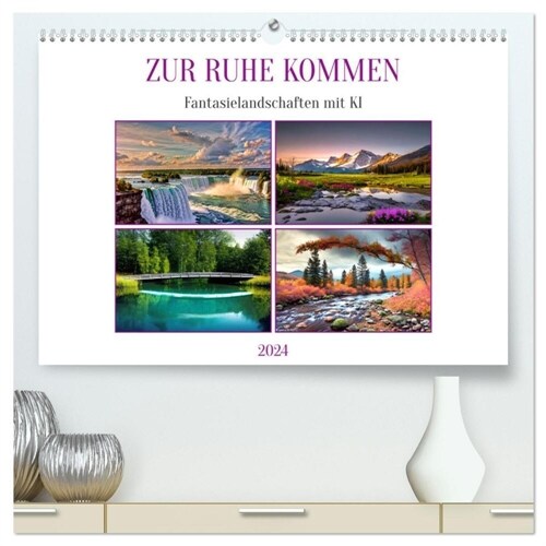 Zur Ruhe kommen Fantasiereisen mit KI (hochwertiger Premium Wandkalender 2024 DIN A2 quer), Kunstdruck in Hochglanz (Calendar)