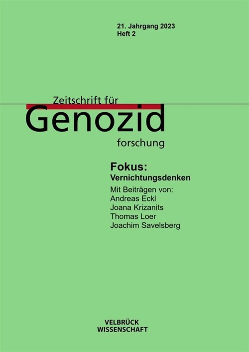 Zeitschrift fur Genozidforschung 21. Jahrgang 2023, Heft 2 (Paperback)