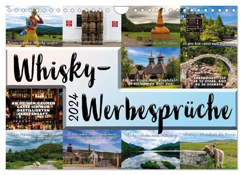 Whisky-Werbespruche (Wandkalender 2024 DIN A4 quer), CALVENDO Monatskalender (Calendar)