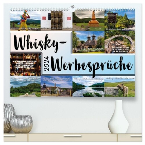 Whisky-Werbespruche (hochwertiger Premium Wandkalender 2024 DIN A2 quer), Kunstdruck in Hochglanz (Calendar)