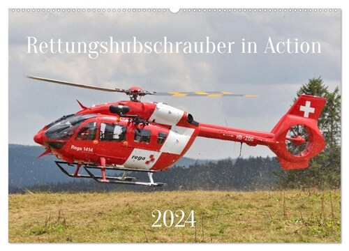 Rettungshubschrauber in Action (Wandkalender 2024 DIN A2 quer), CALVENDO Monatskalender (Calendar)
