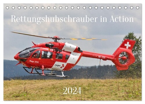 Rettungshubschrauber in Action (Tischkalender 2024 DIN A5 quer), CALVENDO Monatskalender (Calendar)