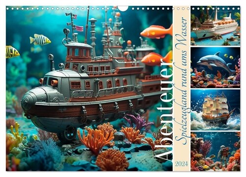 Abenteuer Spielzeugland rund ums Wasser (Wandkalender 2024 DIN A3 quer), CALVENDO Monatskalender (Calendar)