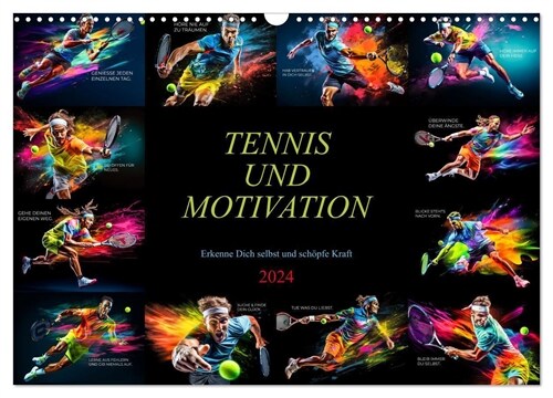 Tennis und Motivation (Wandkalender 2024 DIN A3 quer), CALVENDO Monatskalender (Calendar)