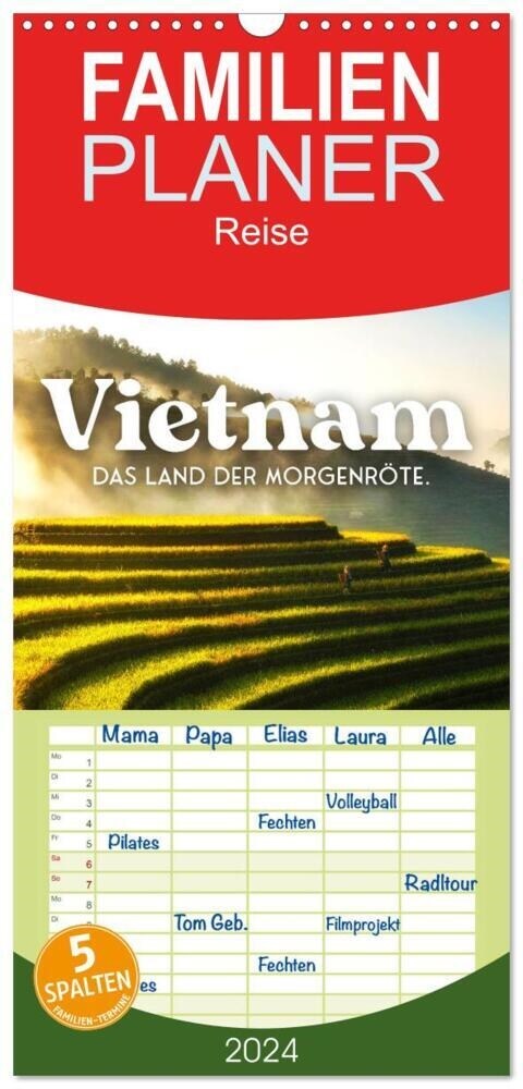 Familienplaner 2024 - Vietnam - Das Land der Morgenrote. mit 5 Spalten (Wandkalender, 21 x 45 cm) CALVENDO (Calendar)