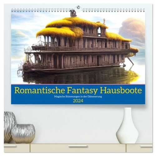 Romantische Fantasy Hausboote Magische Stimmungen in der Dammerung (hochwertiger Premium Wandkalender 2024 DIN A2 quer), Kunstdruck in Hochglanz (Calendar)