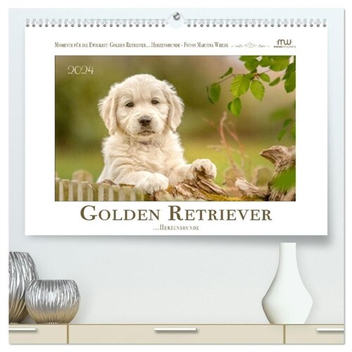 Golden Retriever... Herzenshunde (hochwertiger Premium Wandkalender 2024 DIN A2 quer), Kunstdruck in Hochglanz (Calendar)