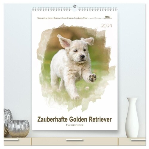 Zauberhafte Golden Retriever (hochwertiger Premium Wandkalender 2024 DIN A2 hoch), Kunstdruck in Hochglanz (Calendar)