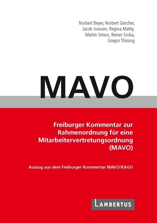 Handbuch MAVO-Kommentar (Paperback)