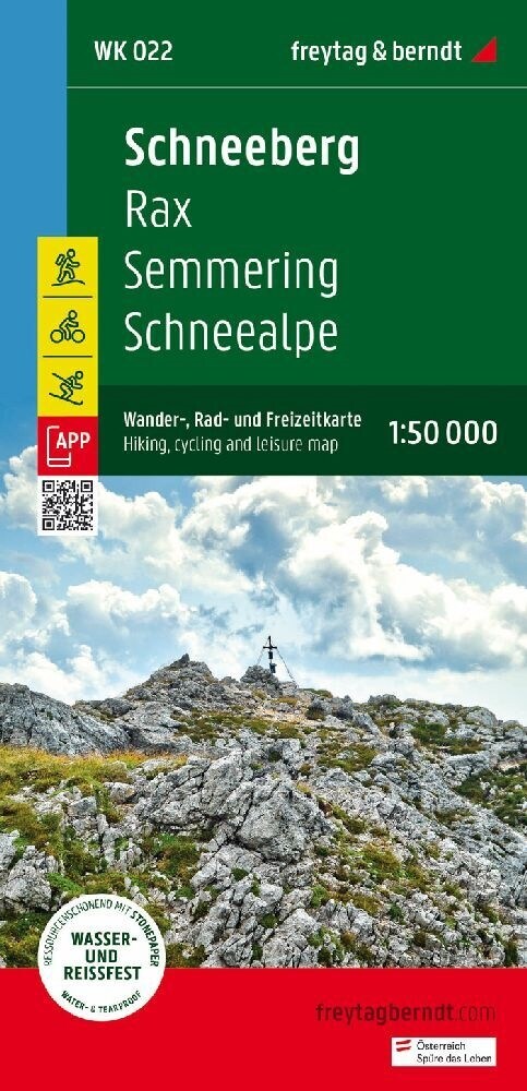 Schneeberg - Rax, Wander-, Rad- und Freizeitkarte 1:50.000, freytag & berndt, WK 022 (Sheet Map)