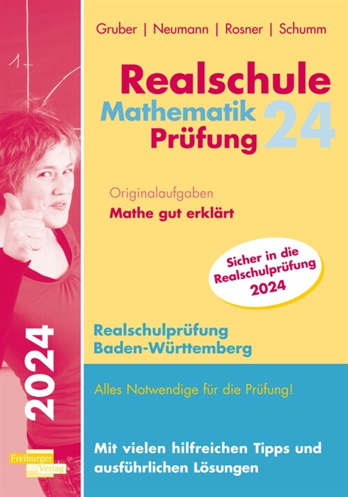 Realschule Mathematik-Prufung 2024 Originalaufgaben Mathe gut erklart Baden-Wurttemberg (Paperback)