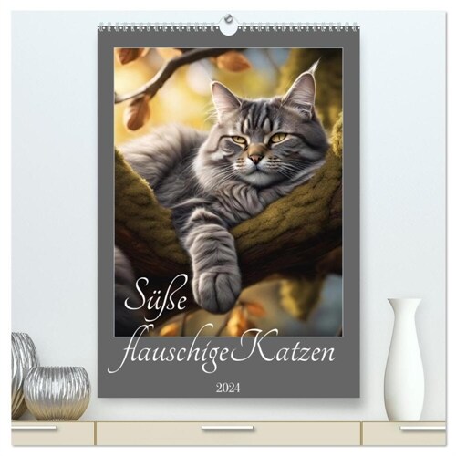 Suße flauschige Katzen (hochwertiger Premium Wandkalender 2024 DIN A2 hoch), Kunstdruck in Hochglanz (Calendar)