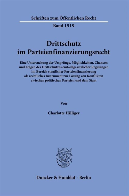 Drittschutz im Parteienfinanzierungsrecht. (Paperback)