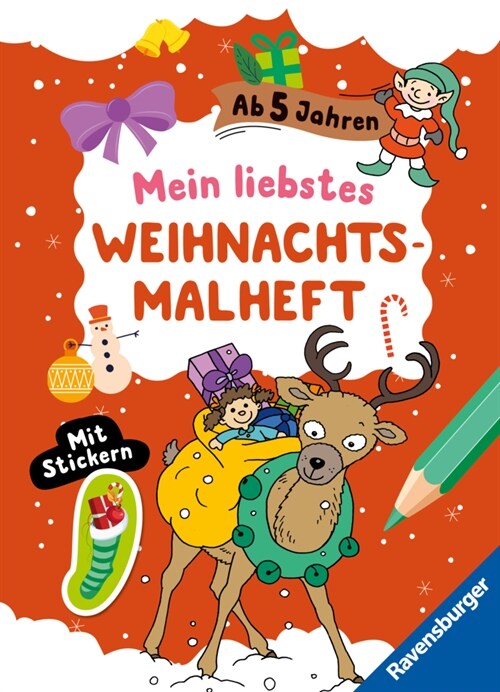 Mein liebstes Weihnachtsmalheft mit Stickern ab 5 (Paperback)