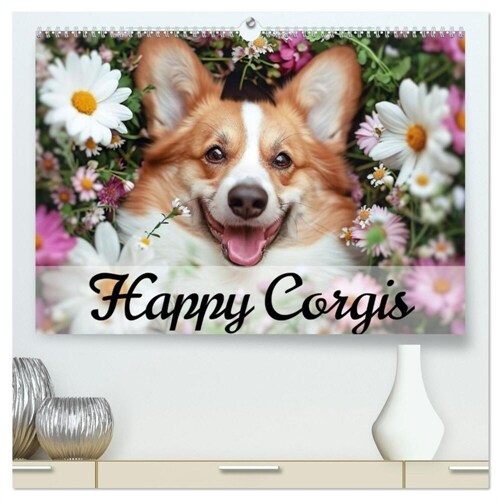 Happy Corgis (hochwertiger Premium Wandkalender 2025 DIN A2 quer), Kunstdruck in Hochglanz (Calendar)