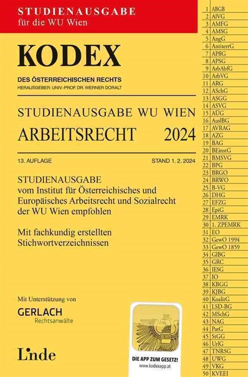 KODEX Studienausgabe Arbeitsrecht WU 2024 (Paperback)