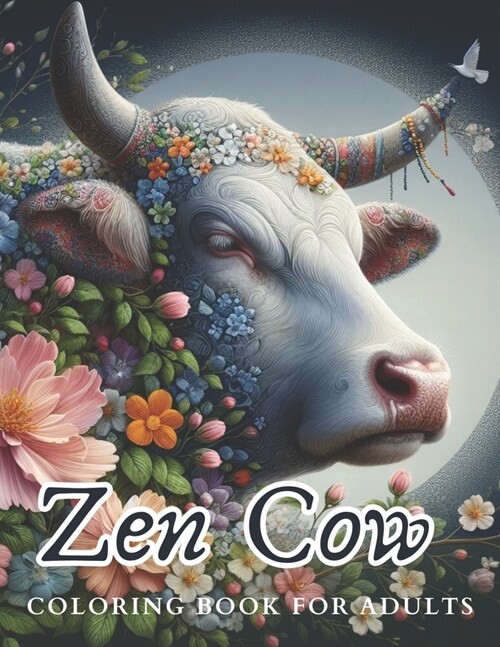 Zen Cow Coloring Book for Adults: A Relaxation and Stress Relief Coloring Book with Amazing Animals in Flowers for Mindful People, Meditation and Inne (Paperback)