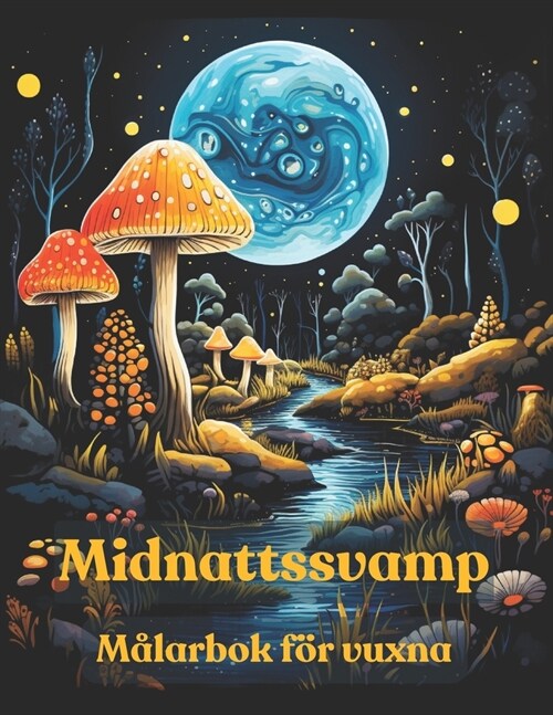 Midnattssvamp M?arbok f? vuxna: 50 unika svampm?arbok f? stresslindring och avkoppling (Paperback)