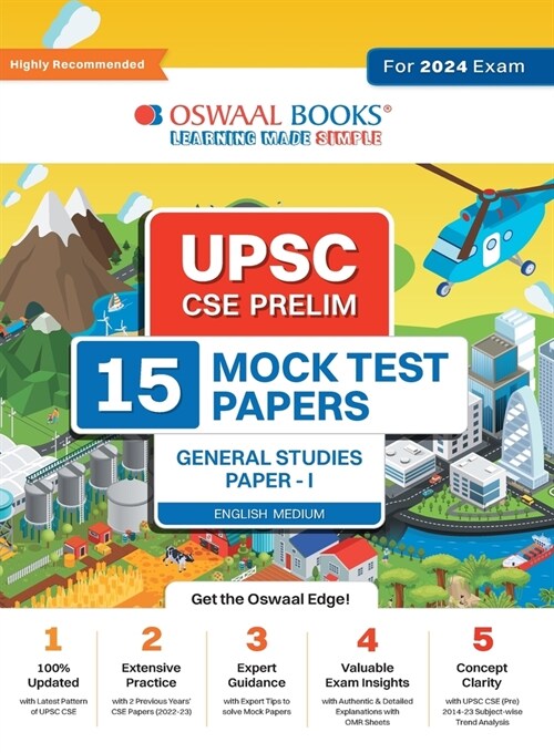 Oswaal UPSC CSE Prelims 15 Mock Test Papers General Studies Paper-1 For 2024 Exam (Paperback)