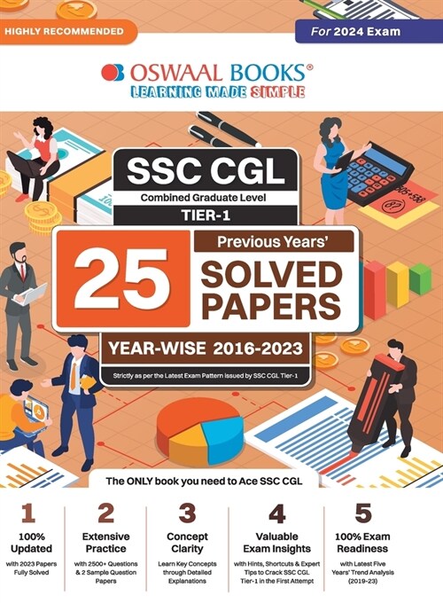 Oswaal SSC CGL (Combined Graduate Level) Tier-I 25 Previous Years Solved Papers Year-wise 2016-2023 For 2024 Exam (Paperback)