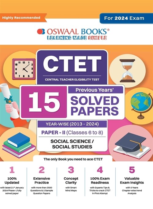 Oswaal CTET (Central Teachers Eligibility Test) Paper-II Classes 6 - 8 15 Years Solved Papers Social Science and Studies Yearwise 2013 - 2024 For 202 (Paperback)