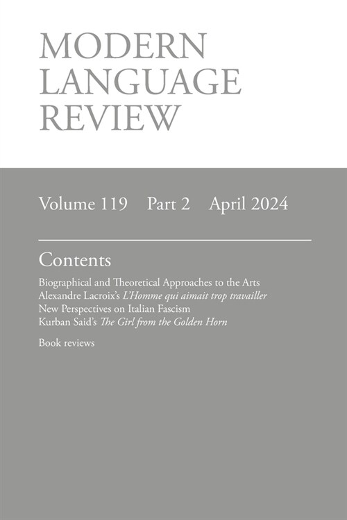 Modern Language Review (119.2) April 2024 (Paperback)