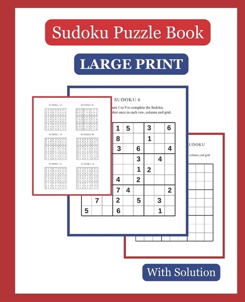 Sudoku Puzzle Book: with Solutions, Large Print 110 pages, 7.5 x 9.25 (Paperback)