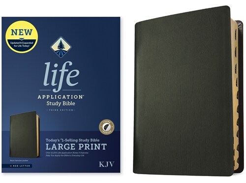 KJV Life Application Study Bible, Third Edition, Large Print (Genuine Leather, Black, Indexed, Red Letter) (Leather)