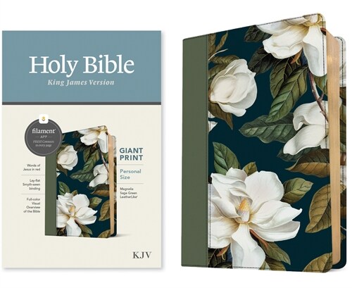 KJV Personal Size Giant Print Bible, Filament-Enabled Edition (Leatherlike, Magnolia Sage Green, Red Letter) (Imitation Leather)