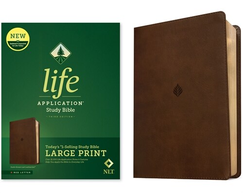 NLT Life Application Study Bible, Third Edition, Large Print (Leatherlike, Rustic Brown Leaf, Red Letter) (Imitation Leather)