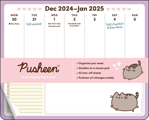 Pusheen 2025 Weekly Desk Pad Calendar (Desk)
