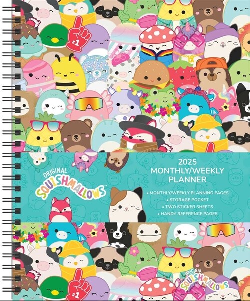 Squishmallows 12-Month 2025 Monthly/Weekly Planner Calendar (Desk)