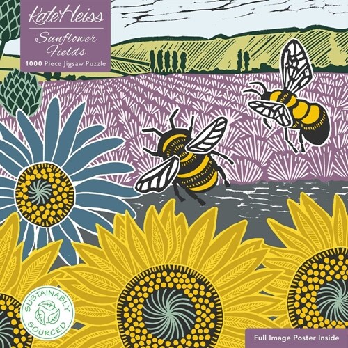 Adult Sustainable Jigsaw Puzzle Kate Heiss: Sunflower Fields : 1000-pieces. Ethical, Sustainable, Earth-friendly (Jigsaw)