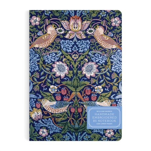 William Morris Strawberry Thief Handmade Embroidered B5 Journal (Diary or journal)