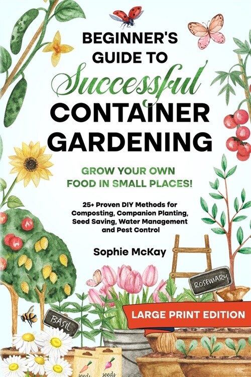 Beginners Guide to Successful Container Gardening (Large Print edition): Grow Your Own Food in Small Places! 25+ Proven DIY Methods for Composting, C (Paperback)