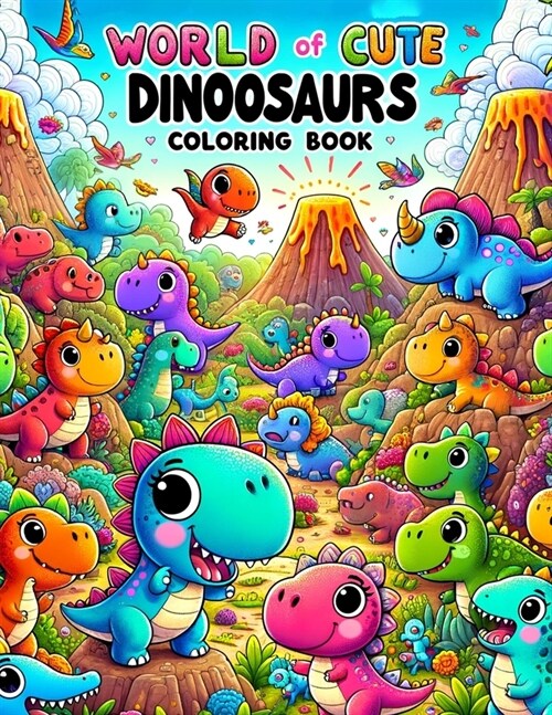 World of Cute Dinosaurs coloring book: Fun and Easy Dino-Themed Pages Featuring Adorable Dinosaurs, Prehistoric Scenes and More!.For Children (Paperback)