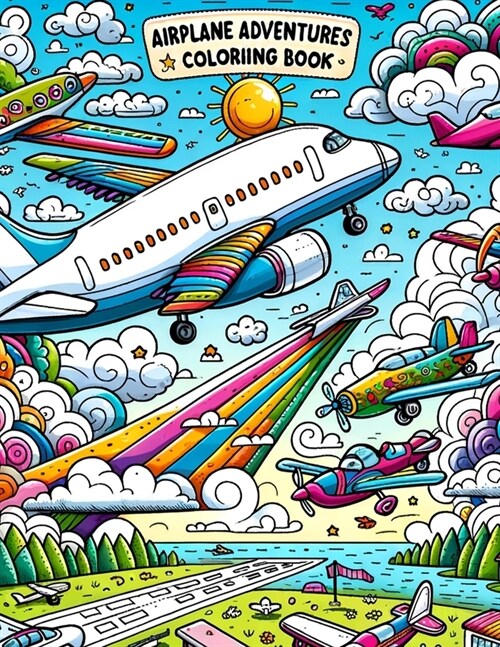 Airplane Adventures Coloriing Book: Embark on Jet Journeys, Let Boys Creativity Soar Among the Clouds with Captivating Experiences and Thrilling Desi (Paperback)