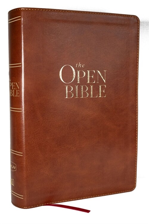 The Open Bible: Read and Discover the Bible for Yourself (NKJV Brown Leathersoft, Red Letter, Comfort Print) (Imitation Leather)