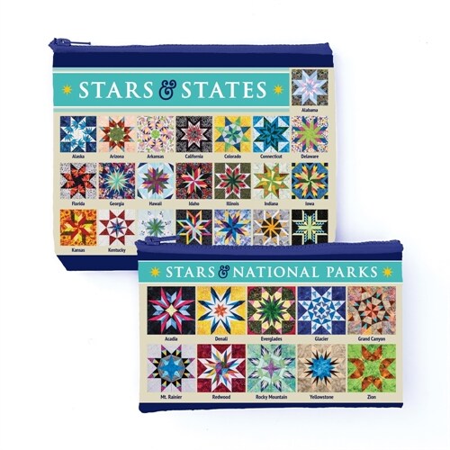 Carol Doaks Fabulous Stars & States Eco Pouch Set: Two Reusable Zipper Pouches from Recycled Materials for Crafts, Makeup, Travel & More (Paperback)