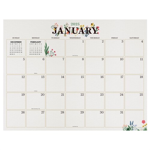 Cal 2025- Floral Large Desk Pad Monthly Blotter (Desk)