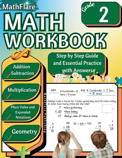 MathFlare - Math Workbook 2nd Grade: Math Workbook Grade 2: Addition, Subtraction, Multiplication, Place Value, Expanded Notations, Telling Time, and (Paperback)