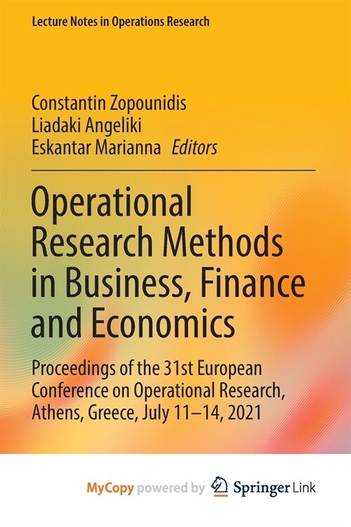 Operational Research Methods in Business, Finance and Economics (Paperback)