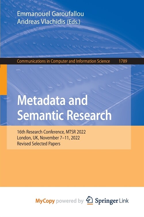 Metadata and Semantic Research (Paperback)