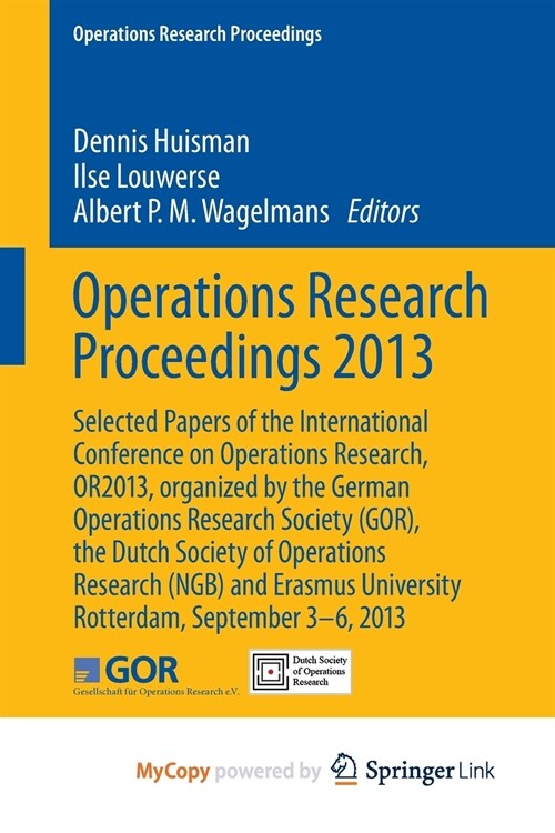 Operations Research Proceedings 2013 (Paperback)