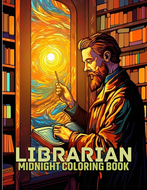 Librarian: Bibliophile Librarians Midnight Coloring Pages For Color & Relax. Black Background Coloring Book (Paperback)