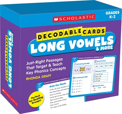 Decodable Cards: Long Vowels & More: Just-Right Passages That Target & Teach Key Phonics Concepts (Hardcover)