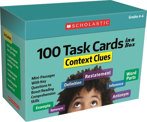 100 Task Cards in a Box: Context Clues: Mini-Passages with Key Questions to Boost Reading Comprehension Skills (Hardcover)