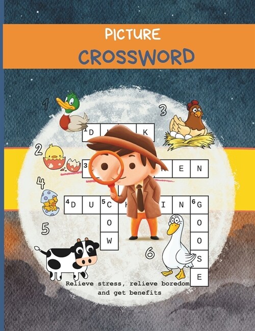 Picture crossword Activity Word Puzzles and Vocabulary, Spelling Letter Size(8.5 x11): Enjoy a new crossword game where every clue is a unique picture (Paperback)