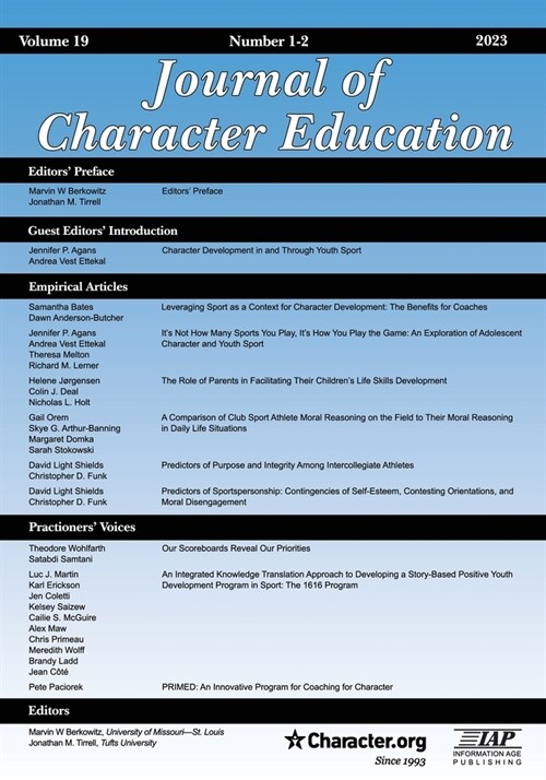Journal of Character Education Volume 19 Number 1-2 2023 (Paperback)