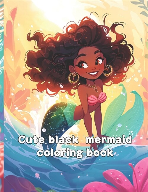 Cute black mermaid coloring book for kids: Magic Princess mermaid for coloring (Paperback)